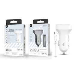 ONE PLUS CAR CHARGER WITH TPYE-C CABLE, 2USB, 2.4A, WHITE ( A6264 ) ONE PLUS CAR CHARGER WITH TPYE-C CABLE, 2USB, 2.4A, WHITE ( A6264 )